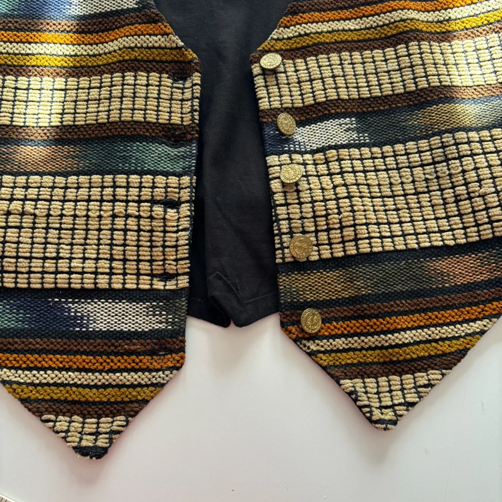 Vintage Jane Ashley western tapestry vest medium 100% cotton - Picture 11 of 13
